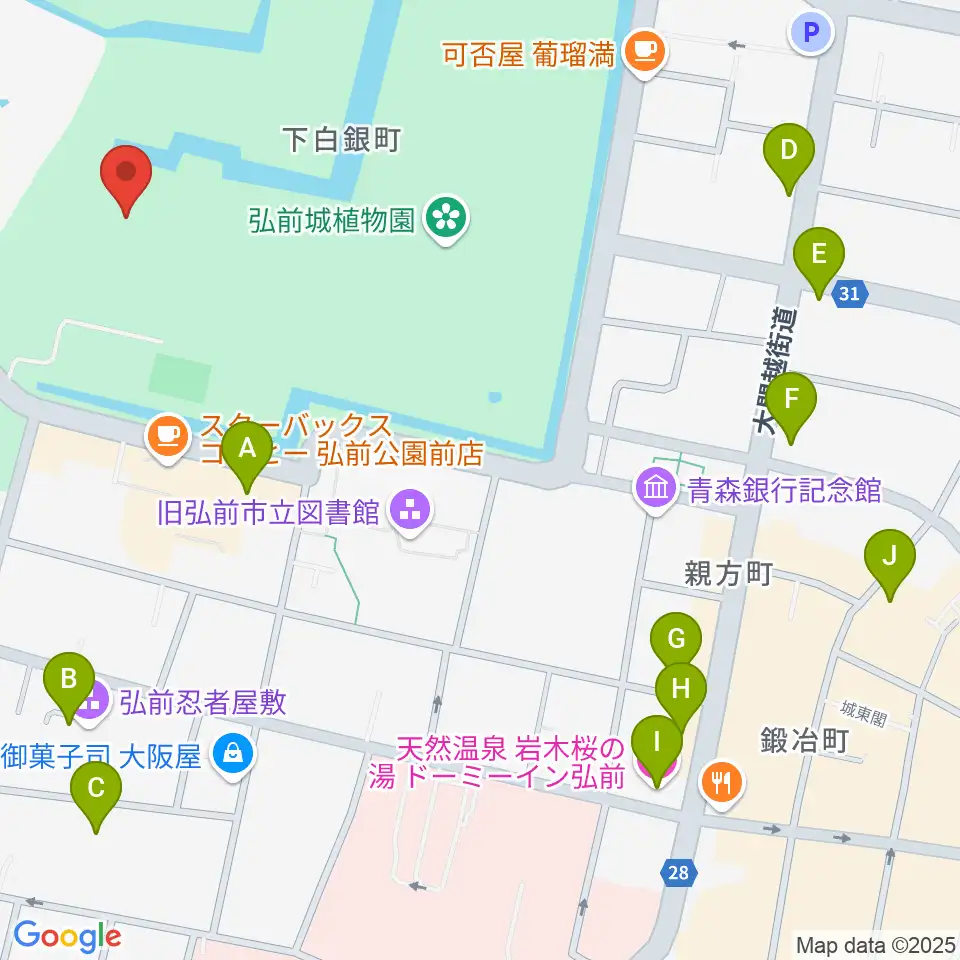 弘前市立博物館周辺のホテル一覧地図