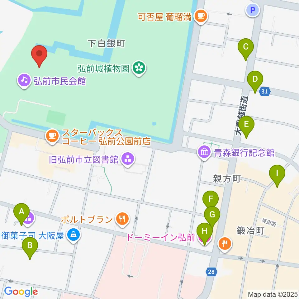 弘前市立博物館周辺のホテル一覧地図