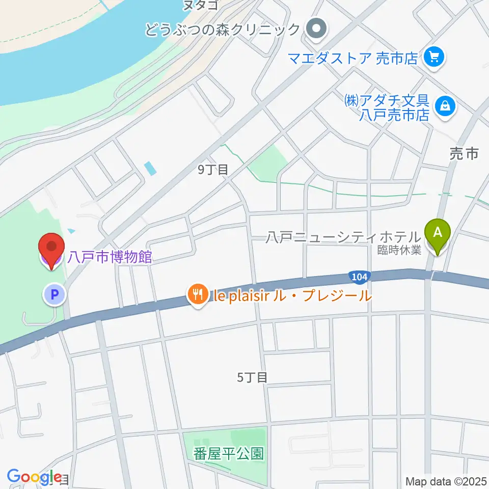 八戸市博物館周辺のホテル一覧地図