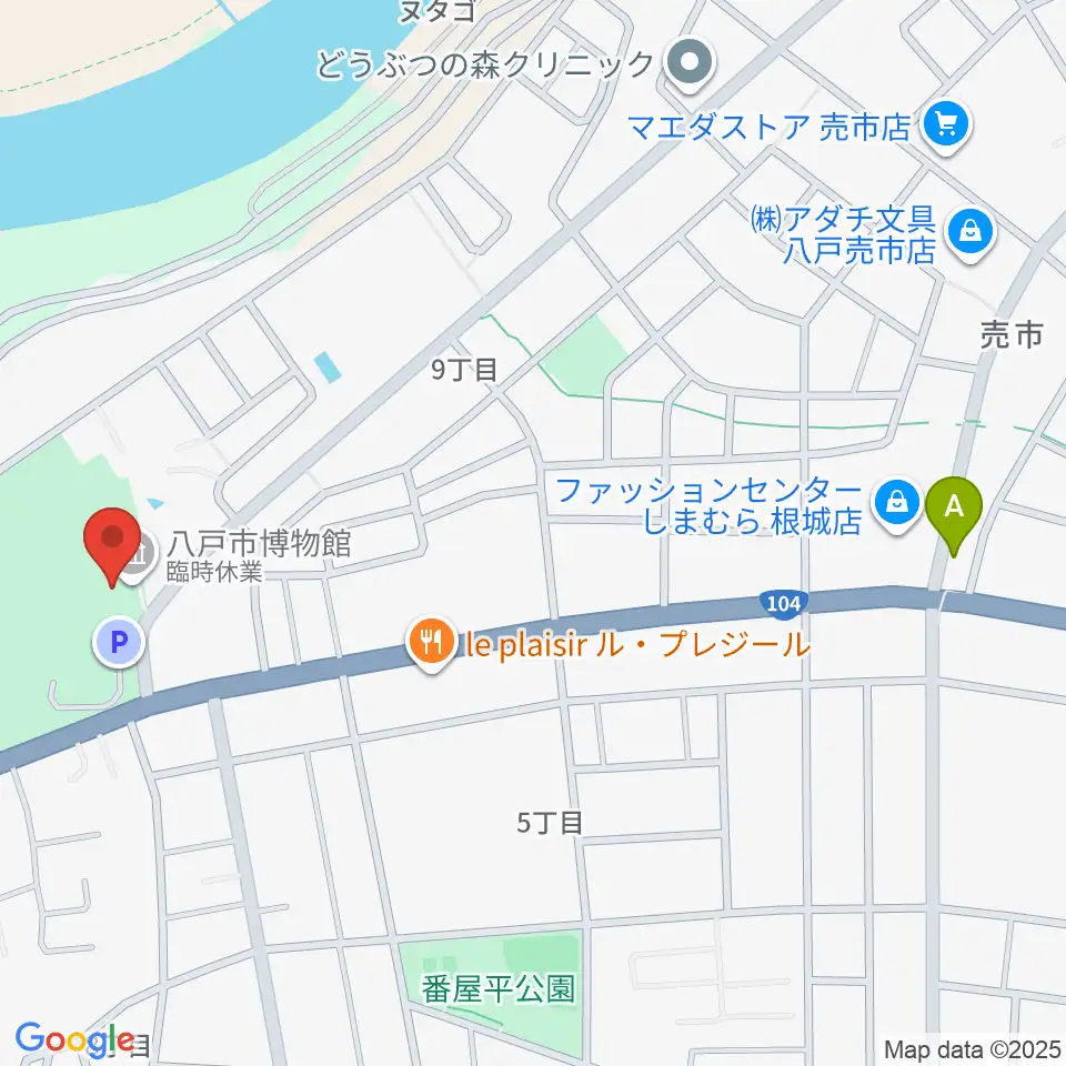 八戸市博物館周辺のホテル一覧地図