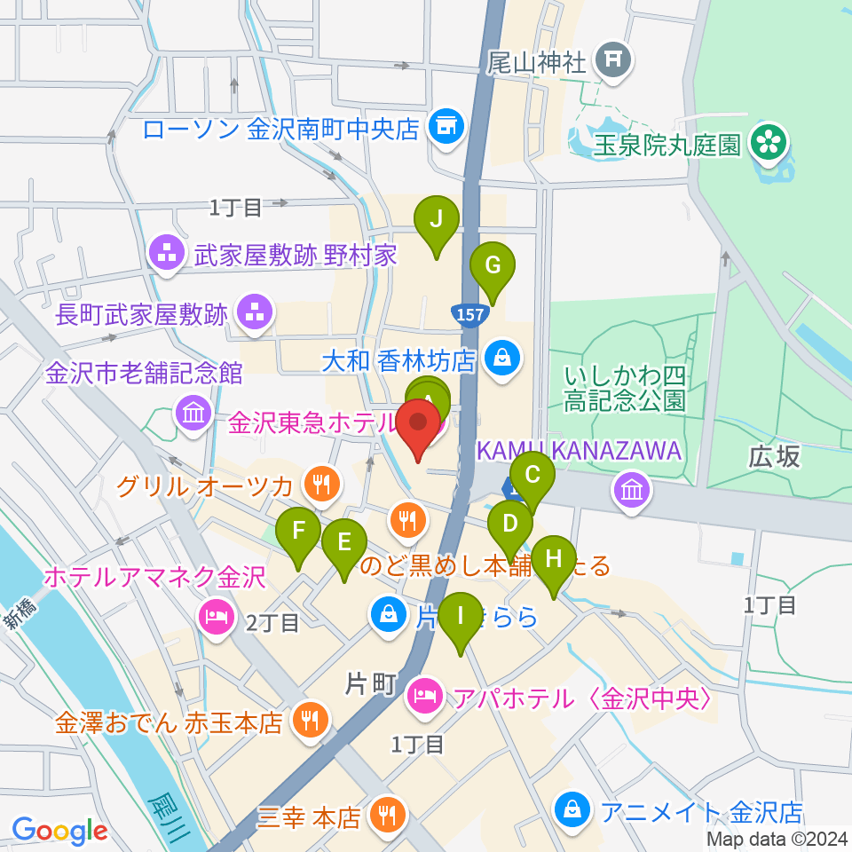 金沢シネモンド周辺のホテル一覧地図