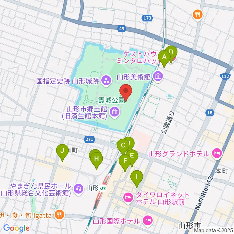山形県立博物館周辺のホテル一覧地図