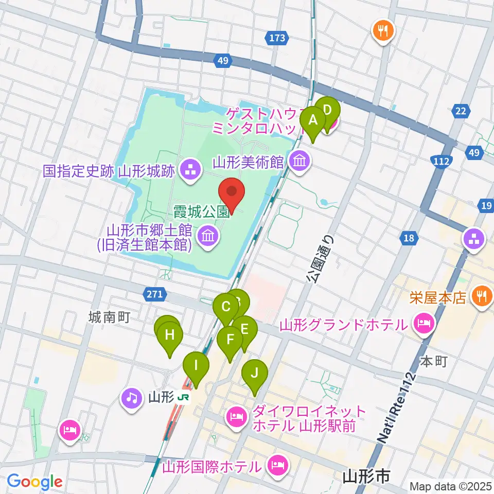 山形県立博物館周辺のホテル一覧地図