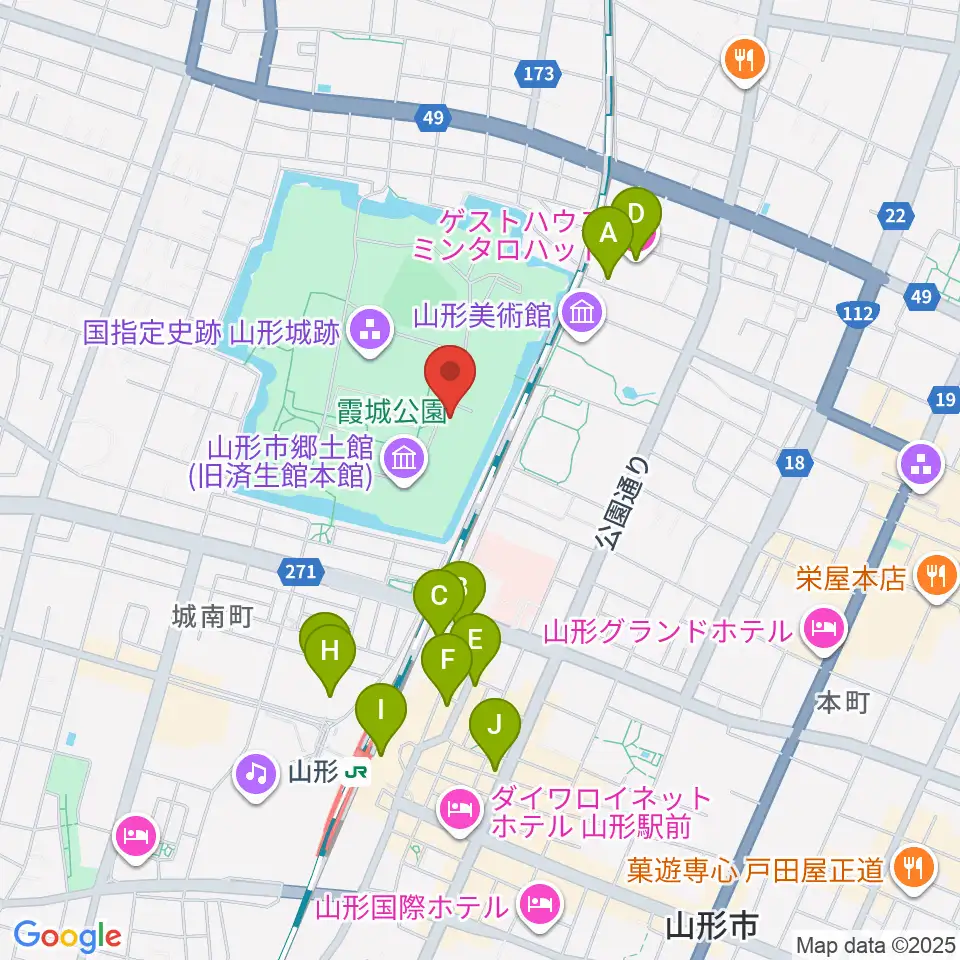 山形県立博物館周辺のホテル一覧地図