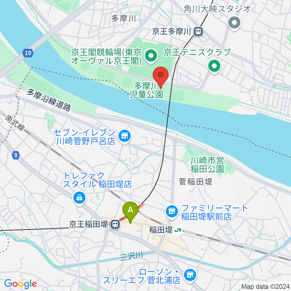 多摩川児童公園ソフトボール場周辺のホテル一覧地図