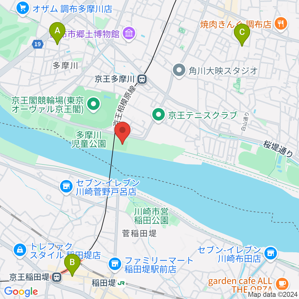 多摩川児童公園サッカー場周辺のホテル一覧地図