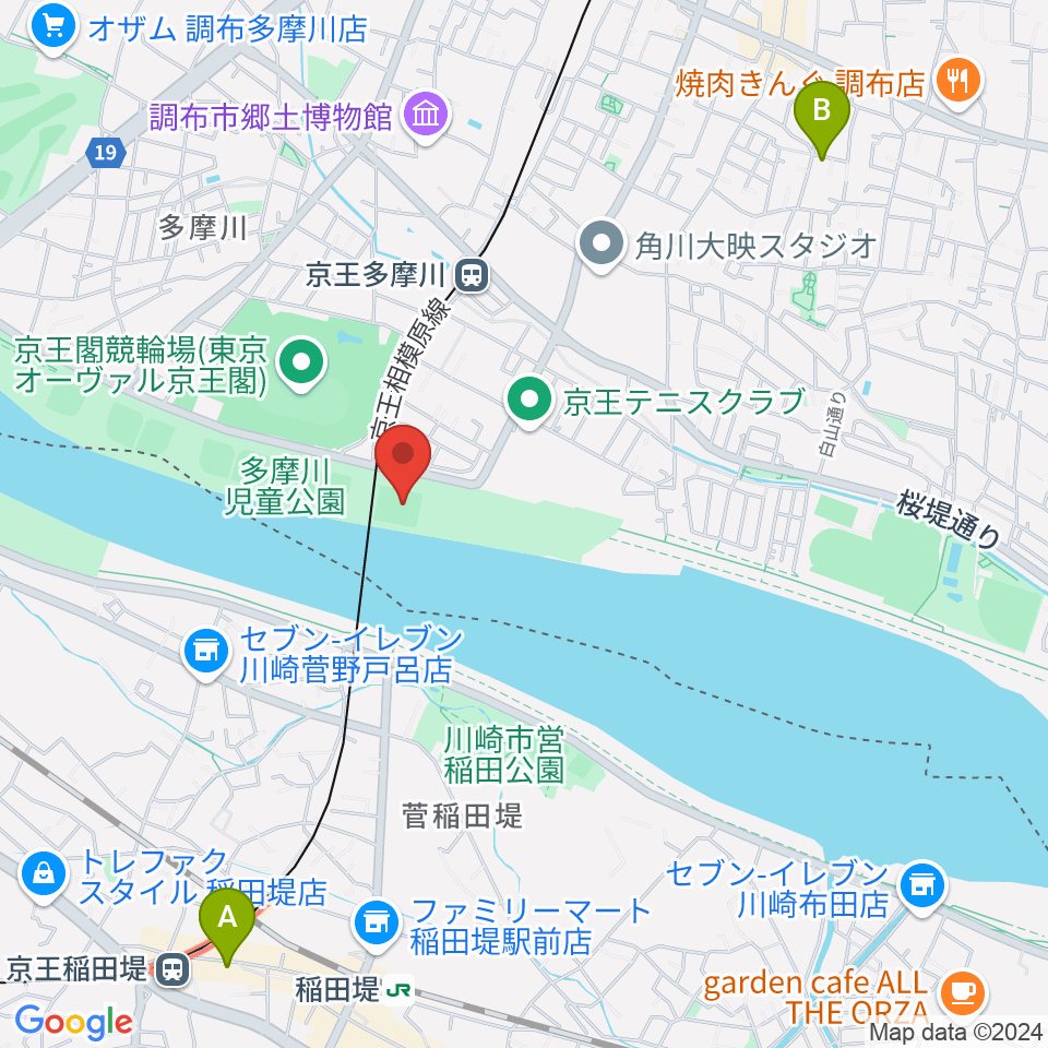 多摩川児童公園サッカー場周辺のホテル一覧地図