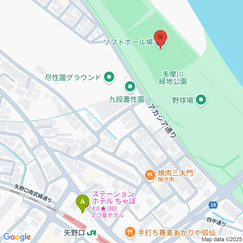 多摩川緑地公園ソフトボール場周辺のホテル一覧地図