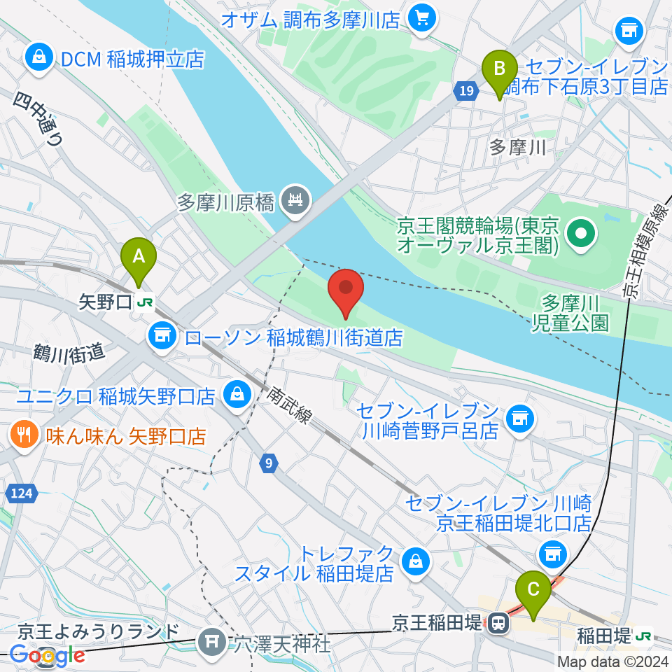 多摩川緑地菅少年野球場周辺のホテル一覧地図