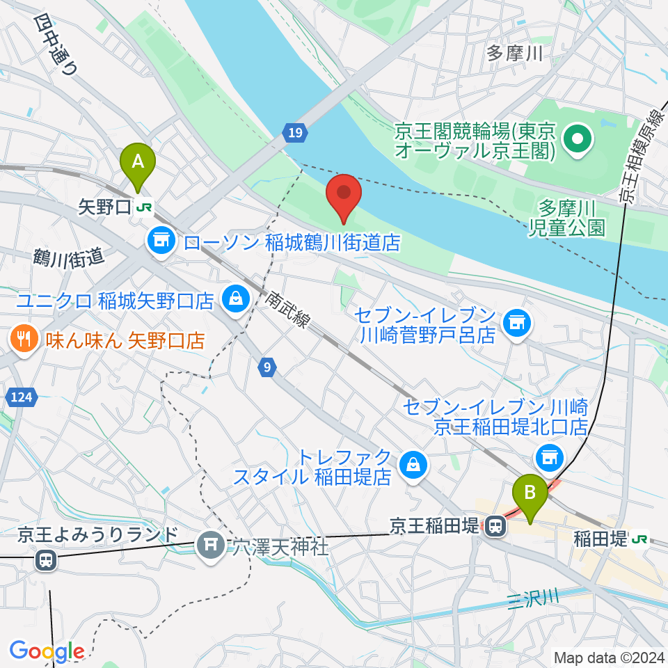 多摩川緑地菅少年野球場周辺のホテル一覧地図