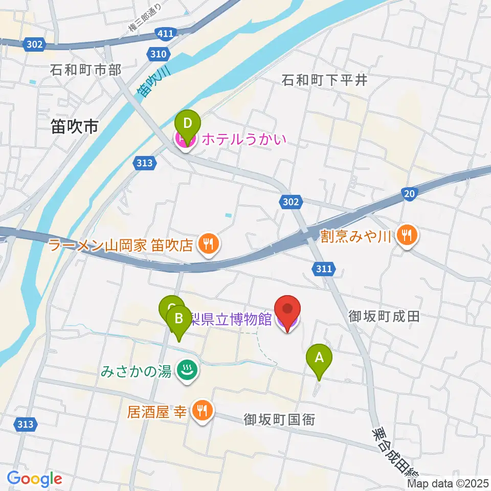 山梨県立博物館 かいじあむ周辺のホテル一覧地図