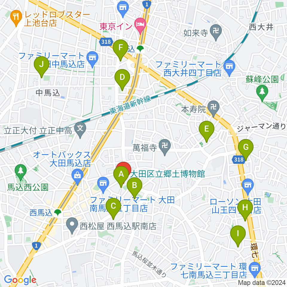 大田区立郷土博物館周辺のホテル一覧地図