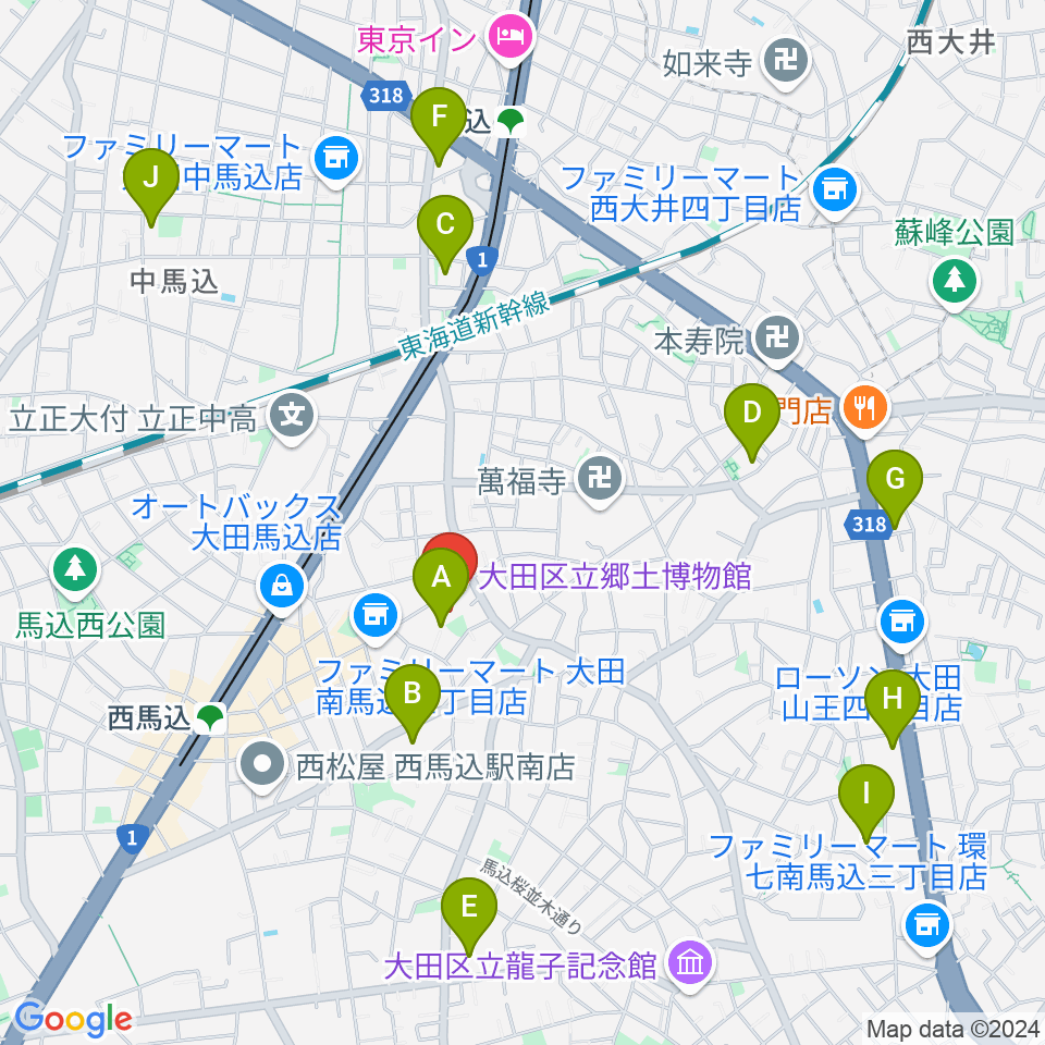 大田区立郷土博物館周辺のホテル一覧地図