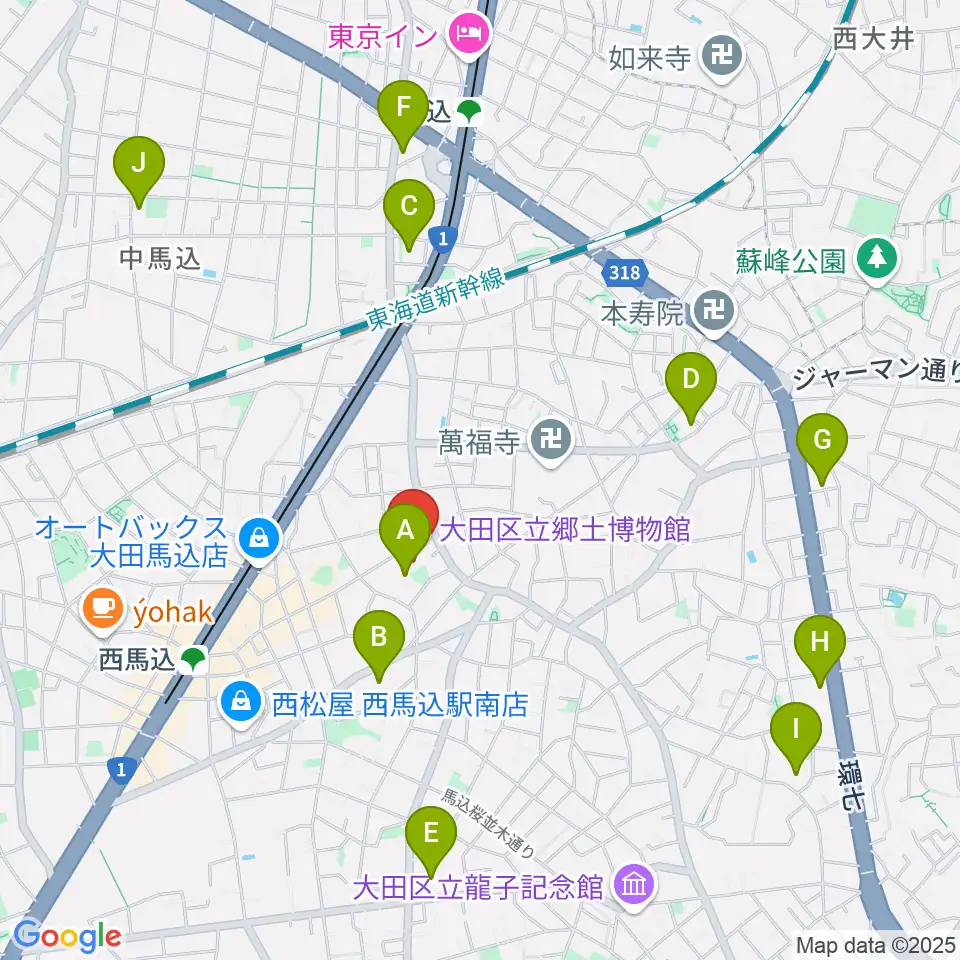 大田区立郷土博物館周辺のホテル一覧地図