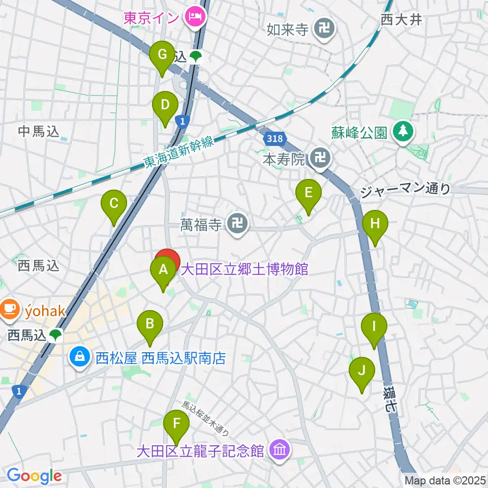 大田区立郷土博物館周辺のホテル一覧地図