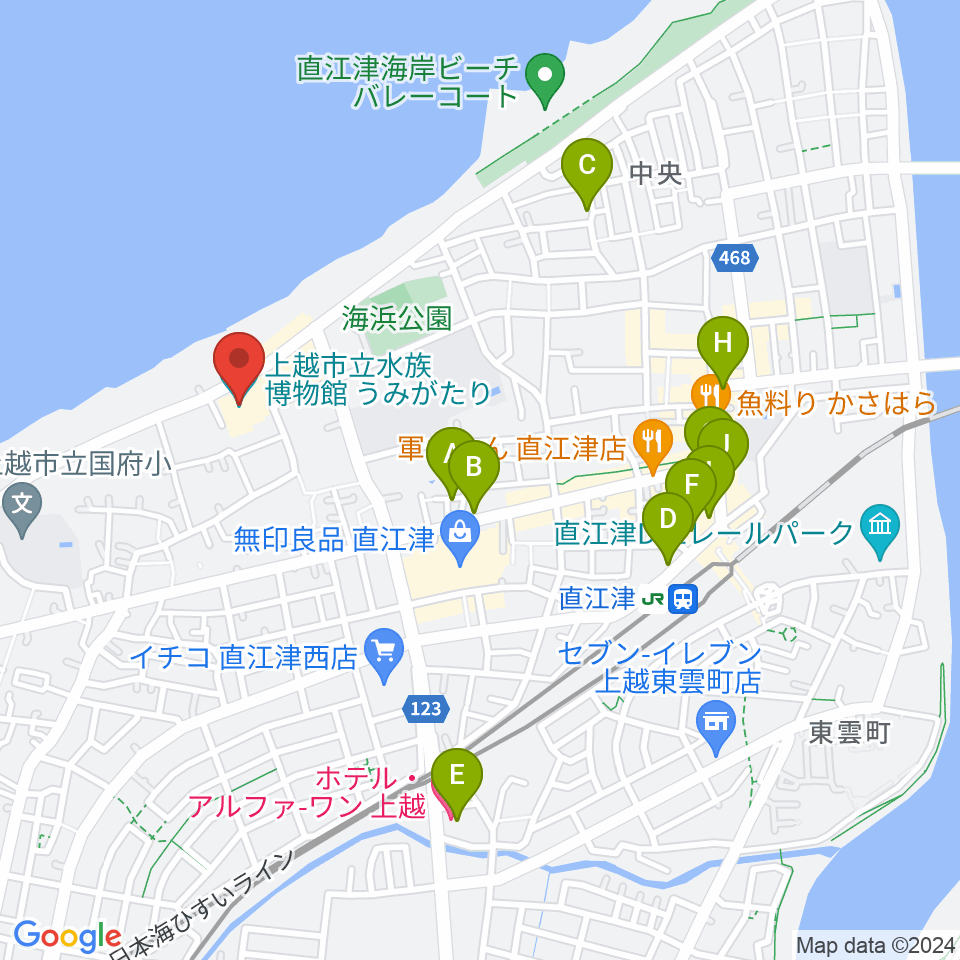 上越市立水族博物館うみがたり周辺のホテル一覧地図