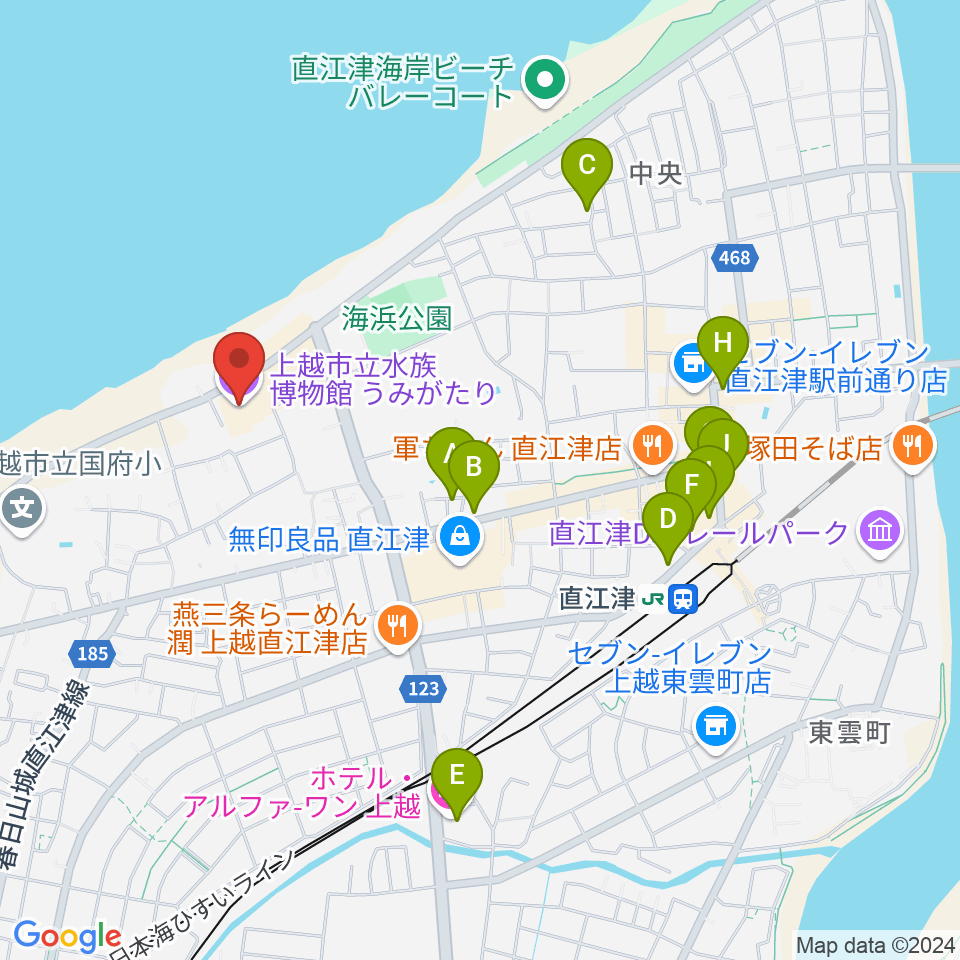 上越市立水族博物館うみがたり周辺のホテル一覧地図