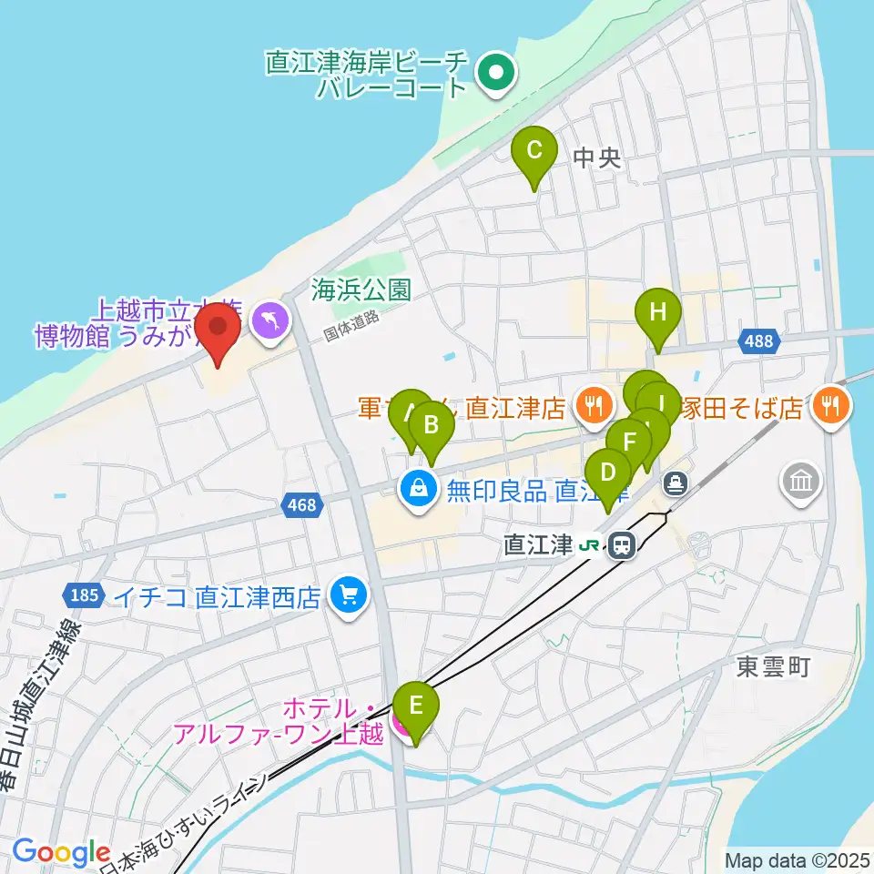 上越市立水族博物館うみがたり周辺のホテル一覧地図