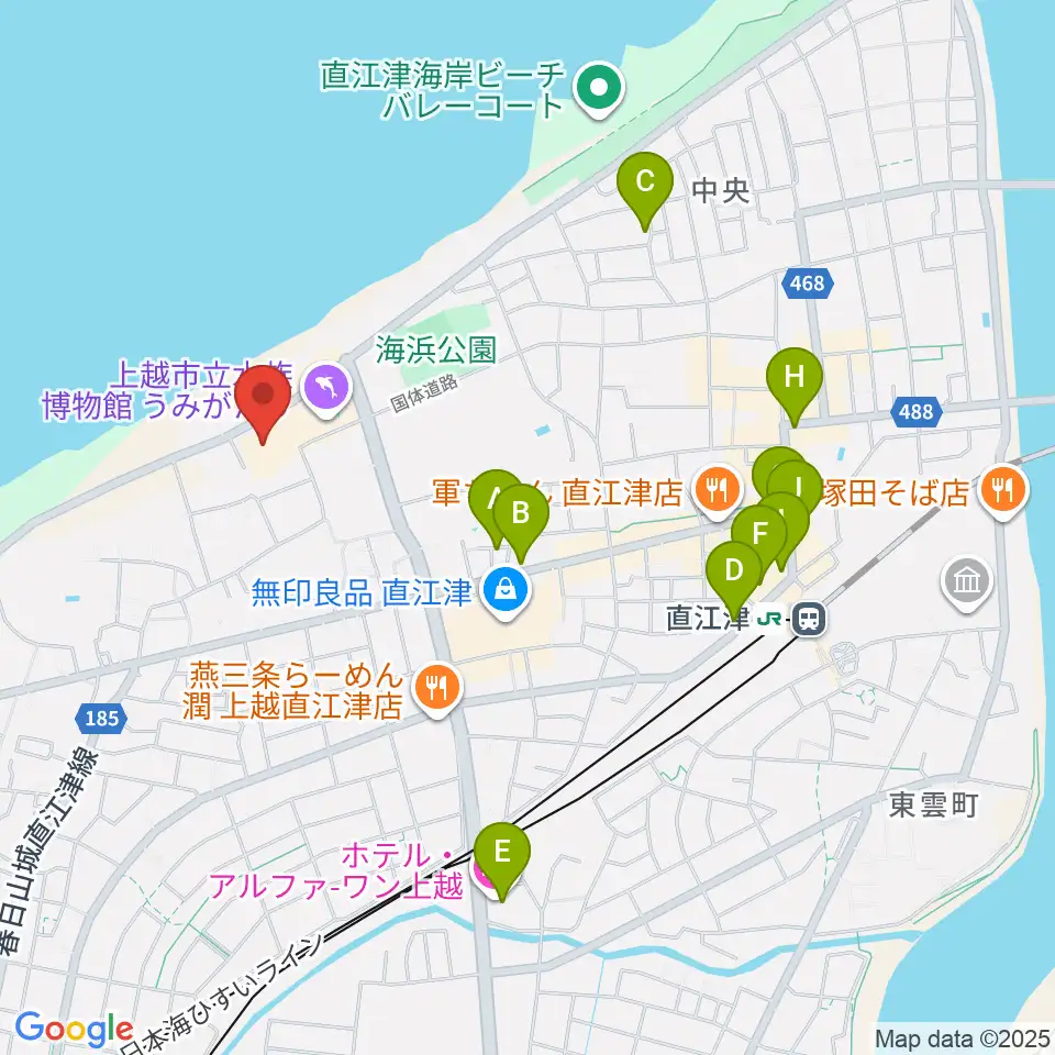 上越市立水族博物館うみがたり周辺のホテル一覧地図