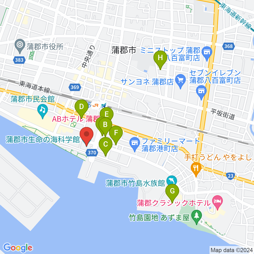 蒲郡市生命の海科学館周辺のホテル一覧地図