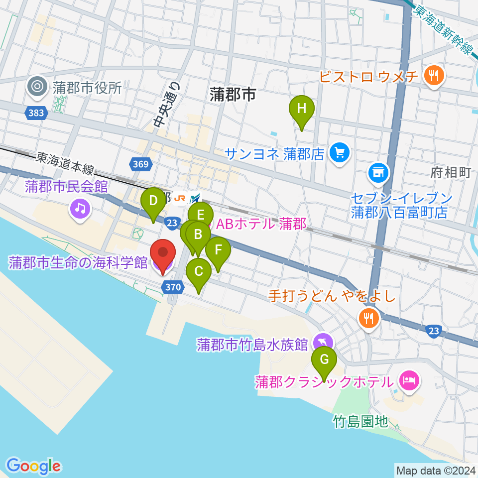 蒲郡市生命の海科学館周辺のホテル一覧地図