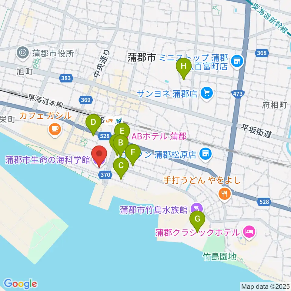 蒲郡市生命の海科学館周辺のホテル一覧地図