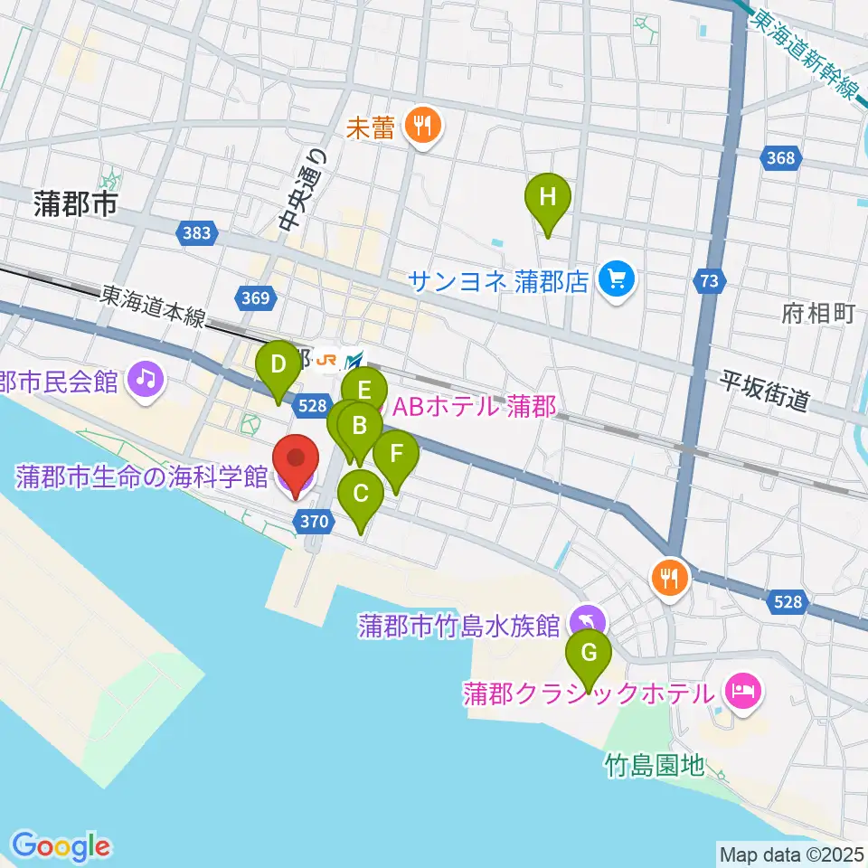 蒲郡市生命の海科学館周辺のホテル一覧地図