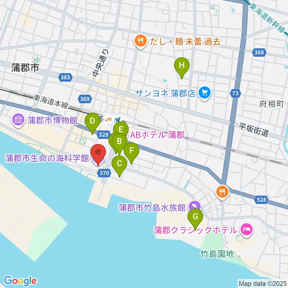 蒲郡市生命の海科学館周辺のホテル一覧地図