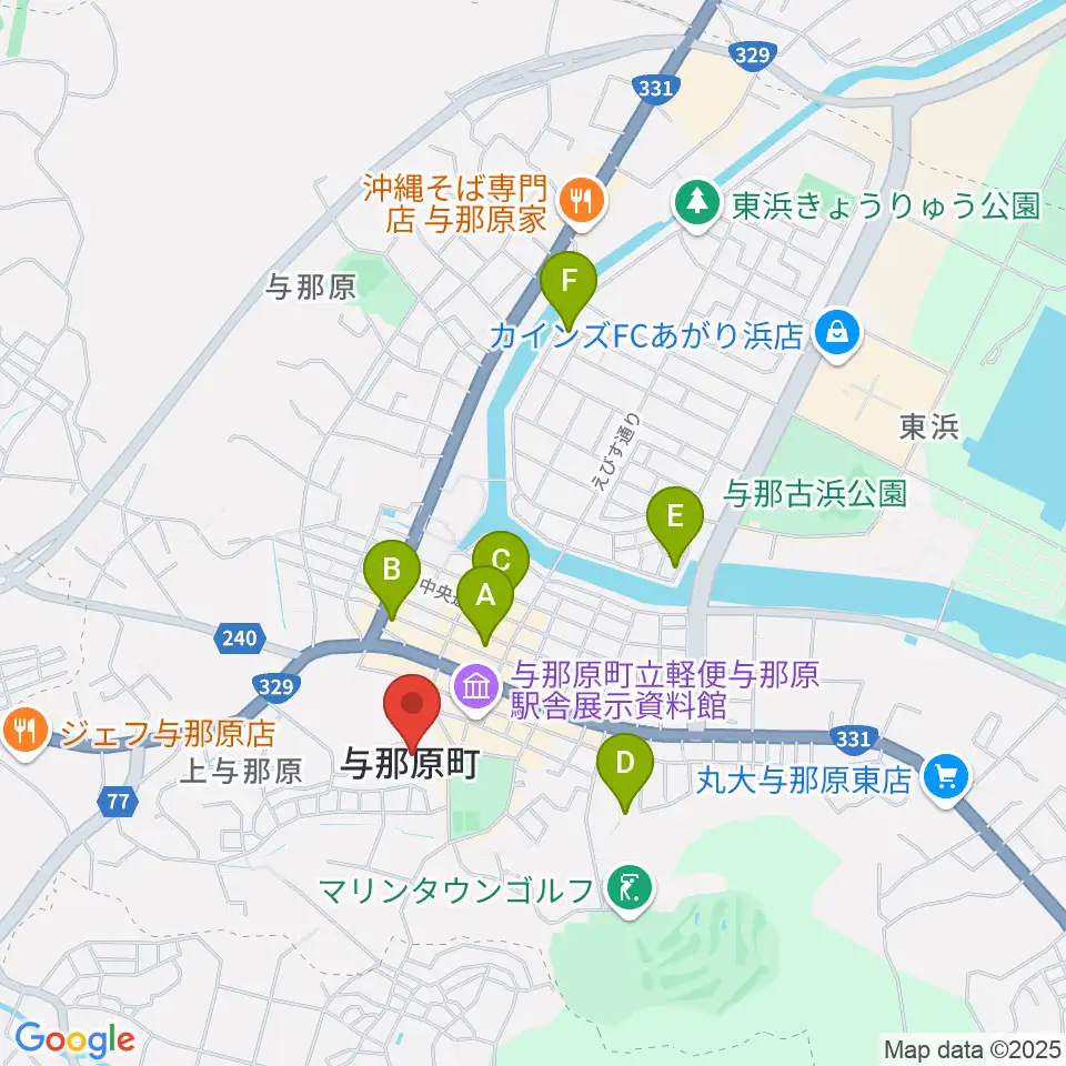 与那原町上の森かなちホール周辺のホテル一覧地図
