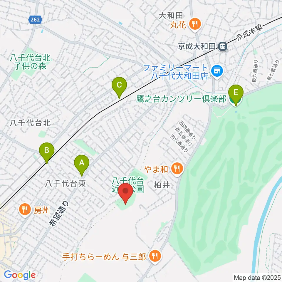 八千代台近隣公園小体育館周辺のホテル一覧地図