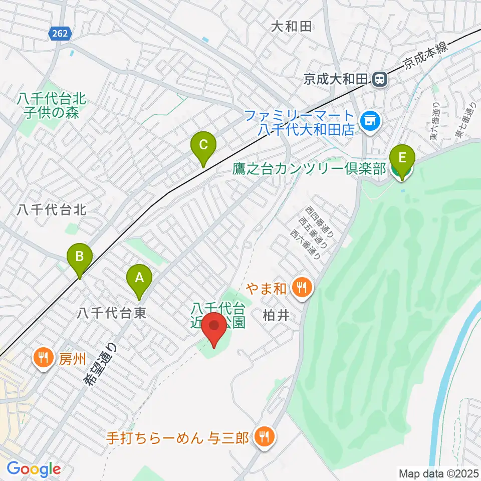 八千代台近隣公園小体育館周辺のホテル一覧地図