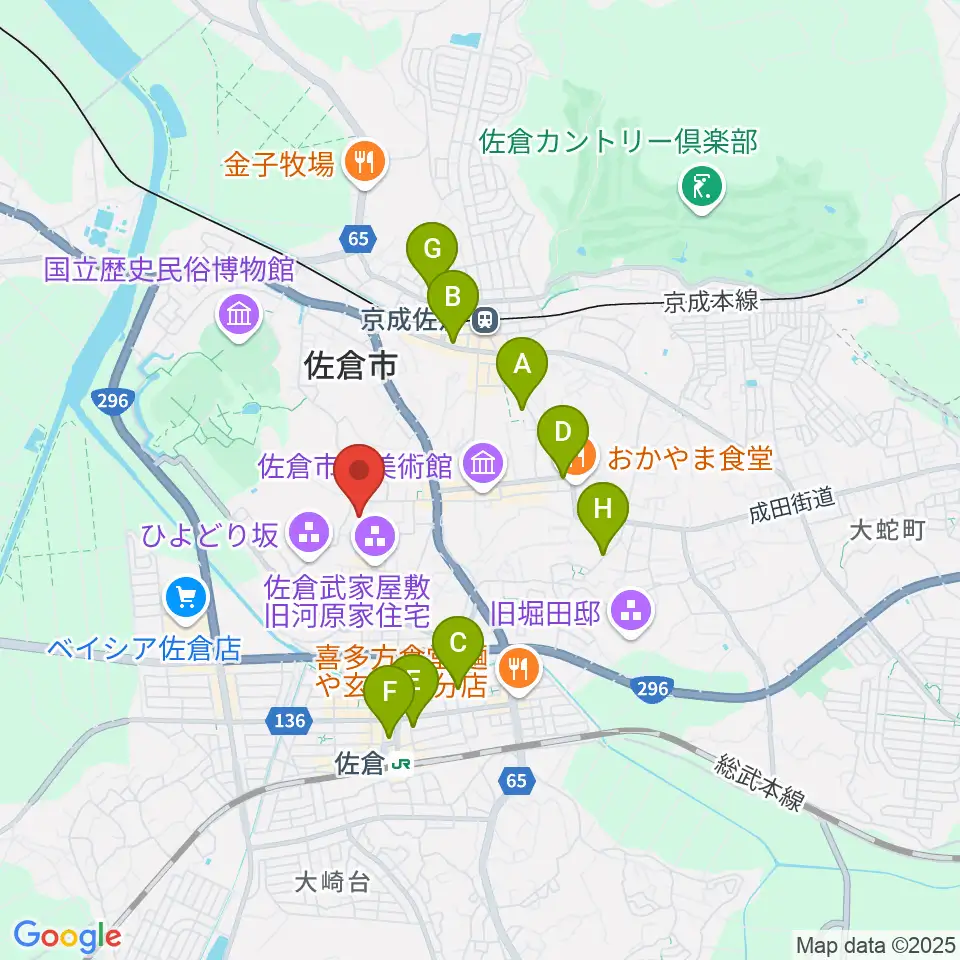 佐倉市民体育館周辺のホテル一覧地図