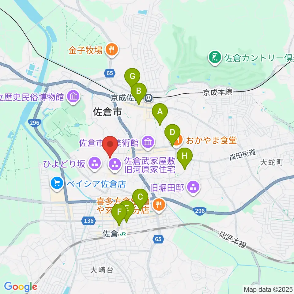 佐倉市民体育館周辺のホテル一覧地図