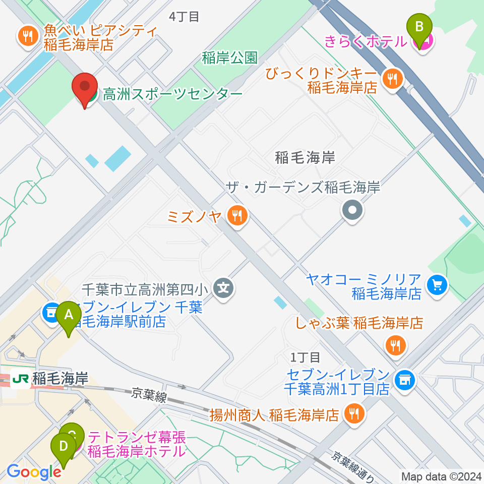 高洲スポーツセンター周辺のホテル一覧地図