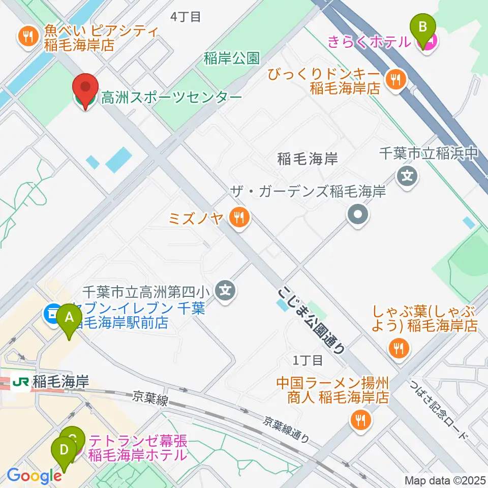 高洲スポーツセンター周辺のホテル一覧地図