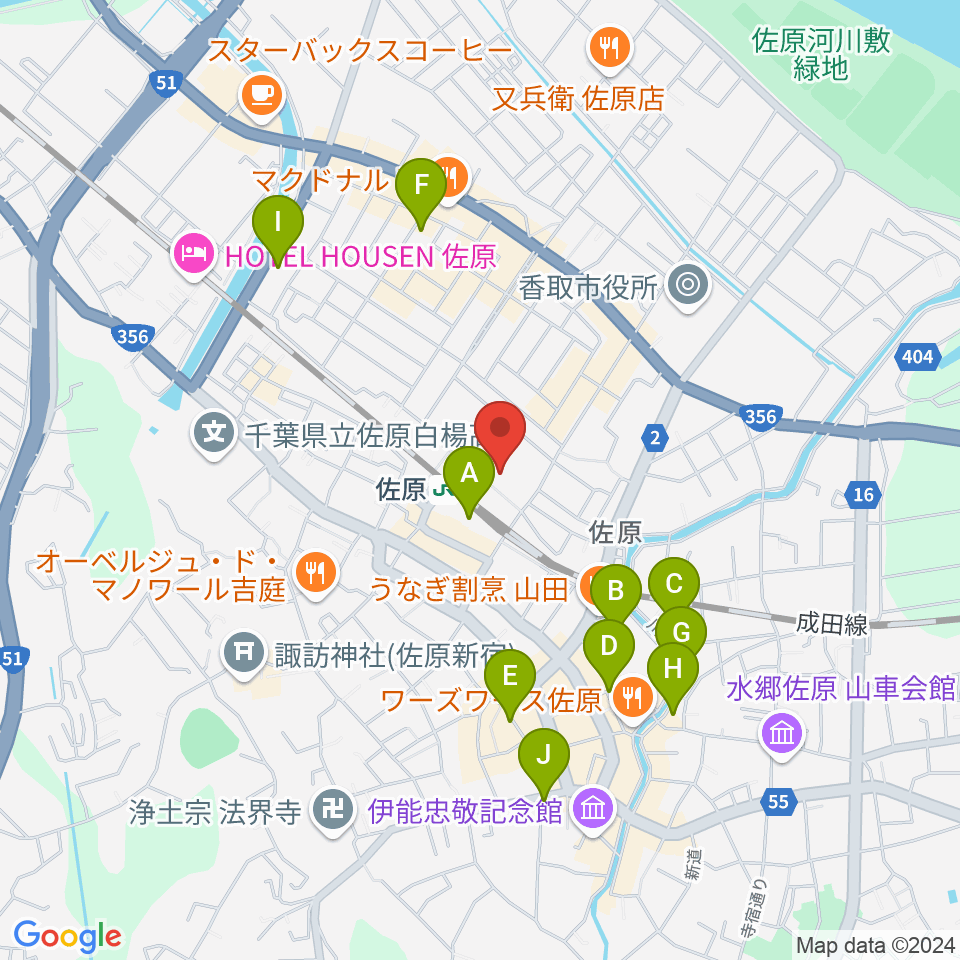 香取市民体育館周辺のホテル一覧地図