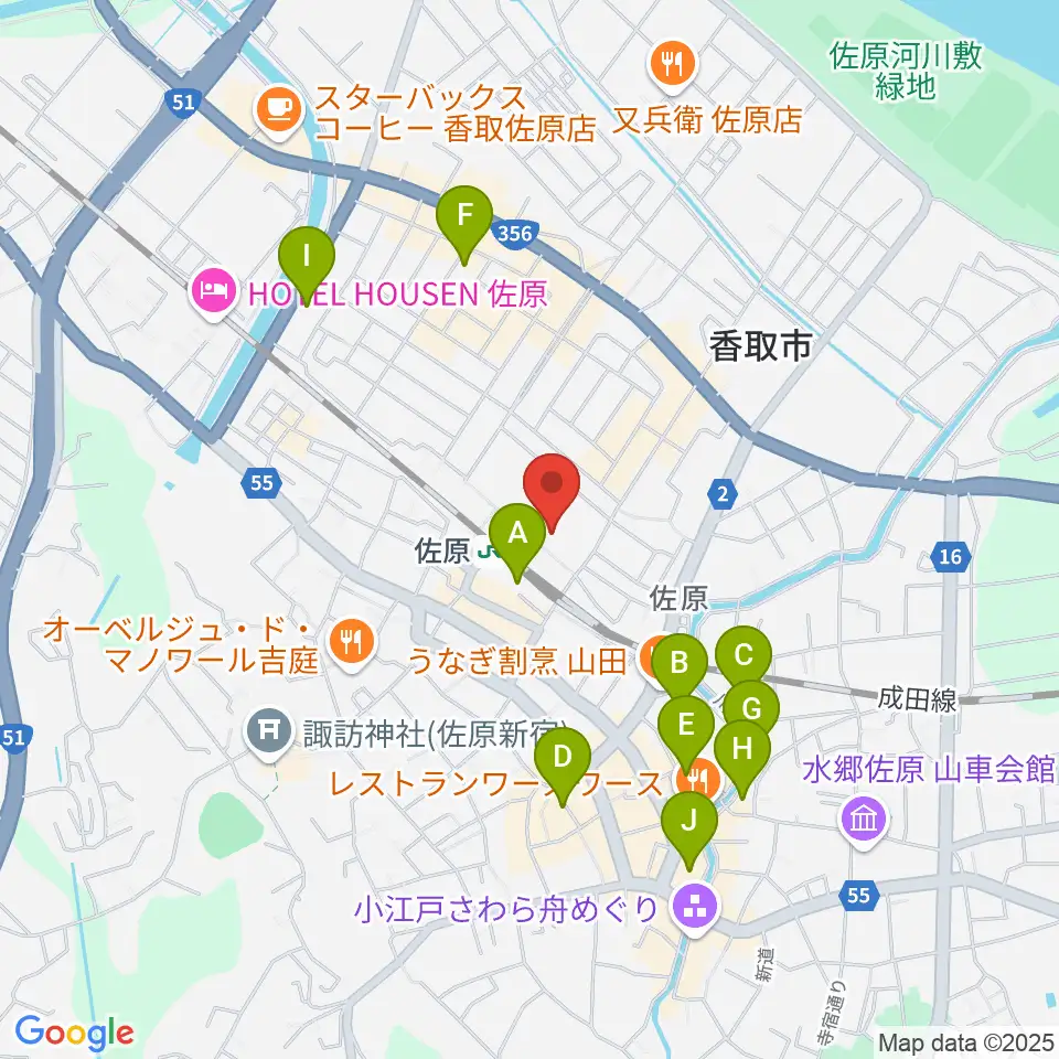 香取市民体育館周辺のホテル一覧地図