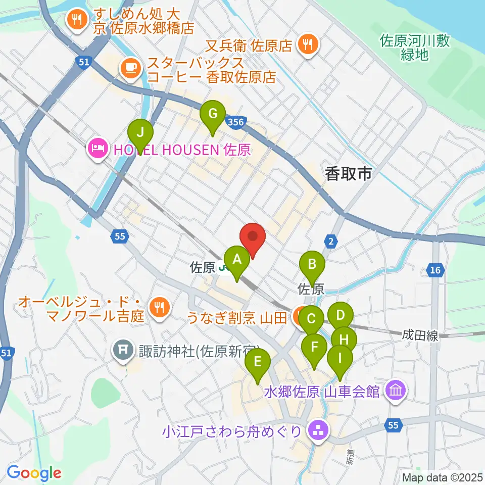 香取市民体育館周辺のホテル一覧地図