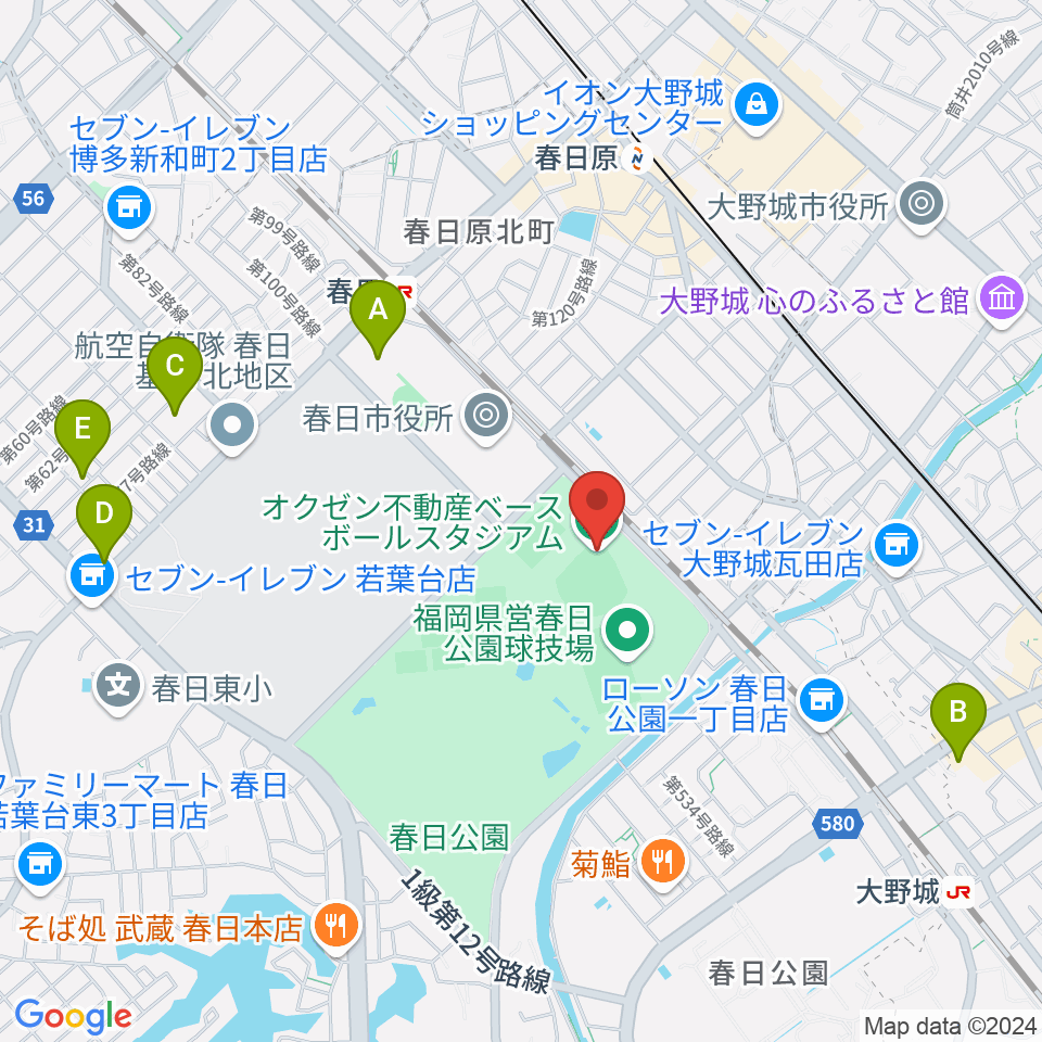 オクゼン不動産ベースボールスタジアム周辺のホテル一覧地図