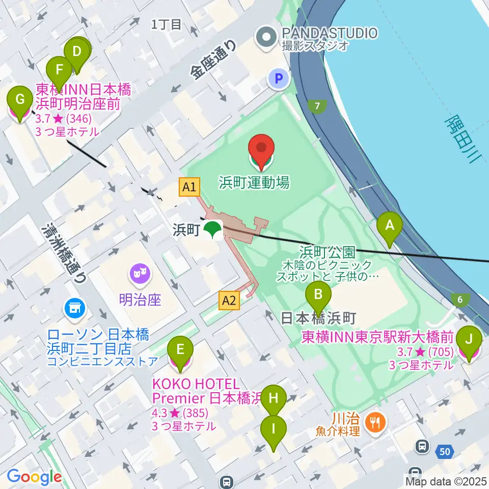 浜町運動場周辺のホテル一覧地図