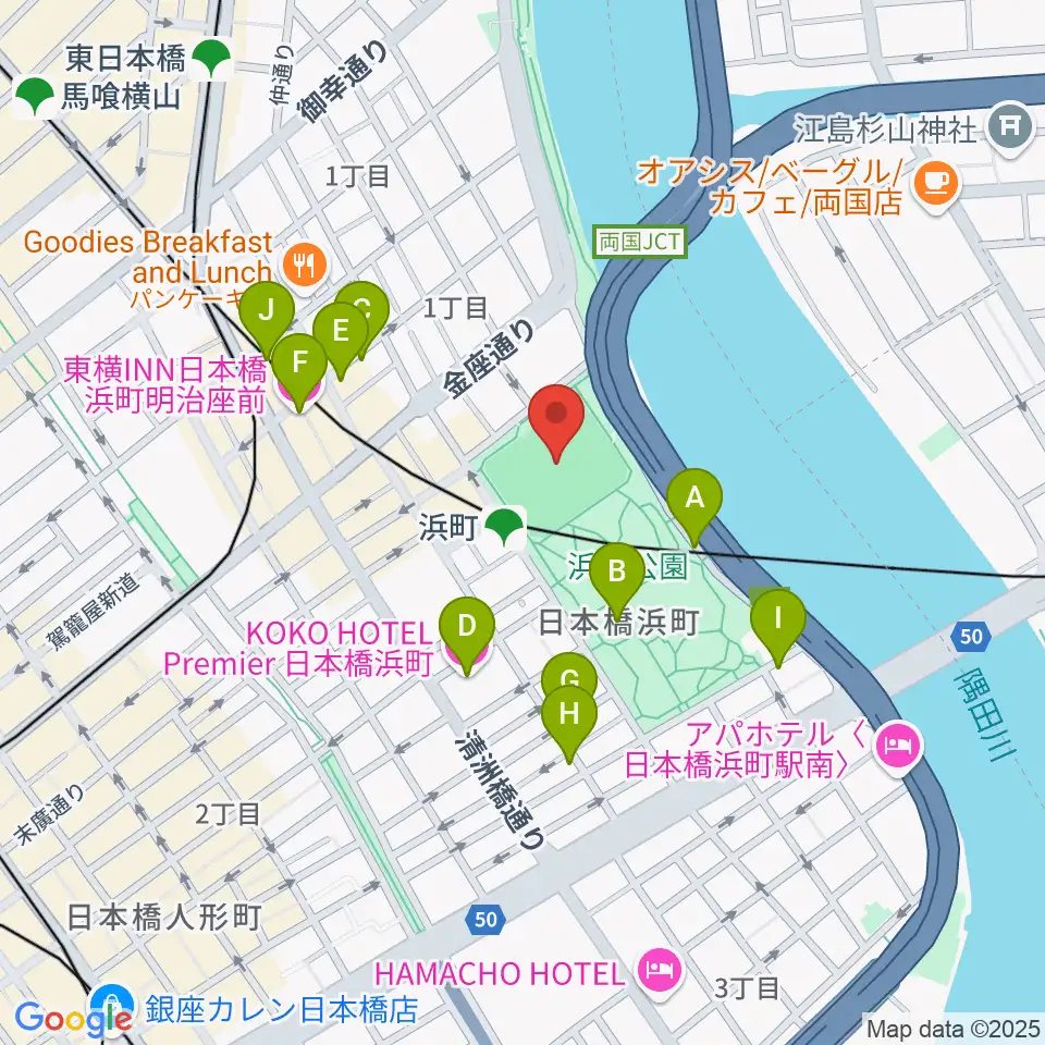 浜町運動場周辺のホテル一覧地図
