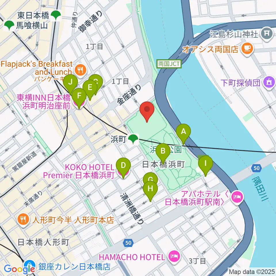 浜町運動場周辺のホテル一覧地図
