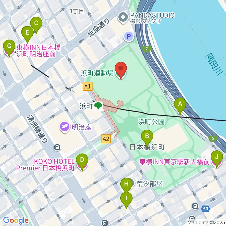 浜町運動場周辺のホテル一覧地図