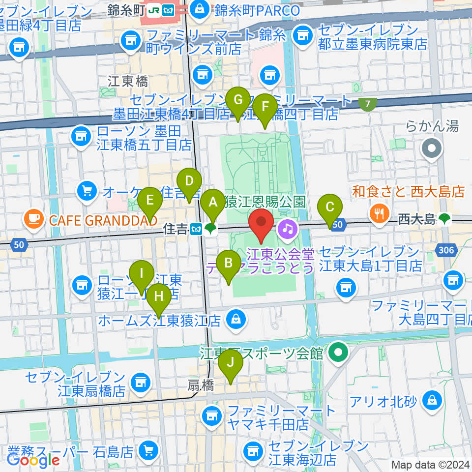 猿江恩賜公園野球場周辺のホテル一覧地図