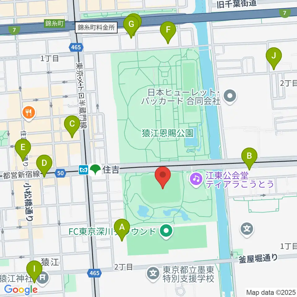 猿江恩賜公園野球場周辺のホテル一覧地図