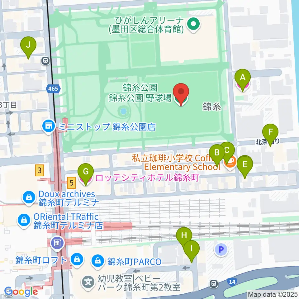 錦糸公園野球場周辺のホテル一覧地図