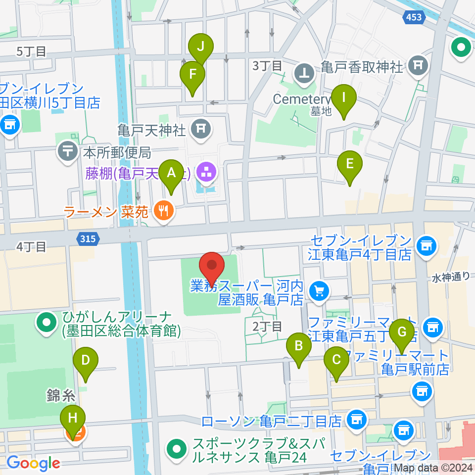 江東区営亀戸野球場周辺のホテル一覧地図