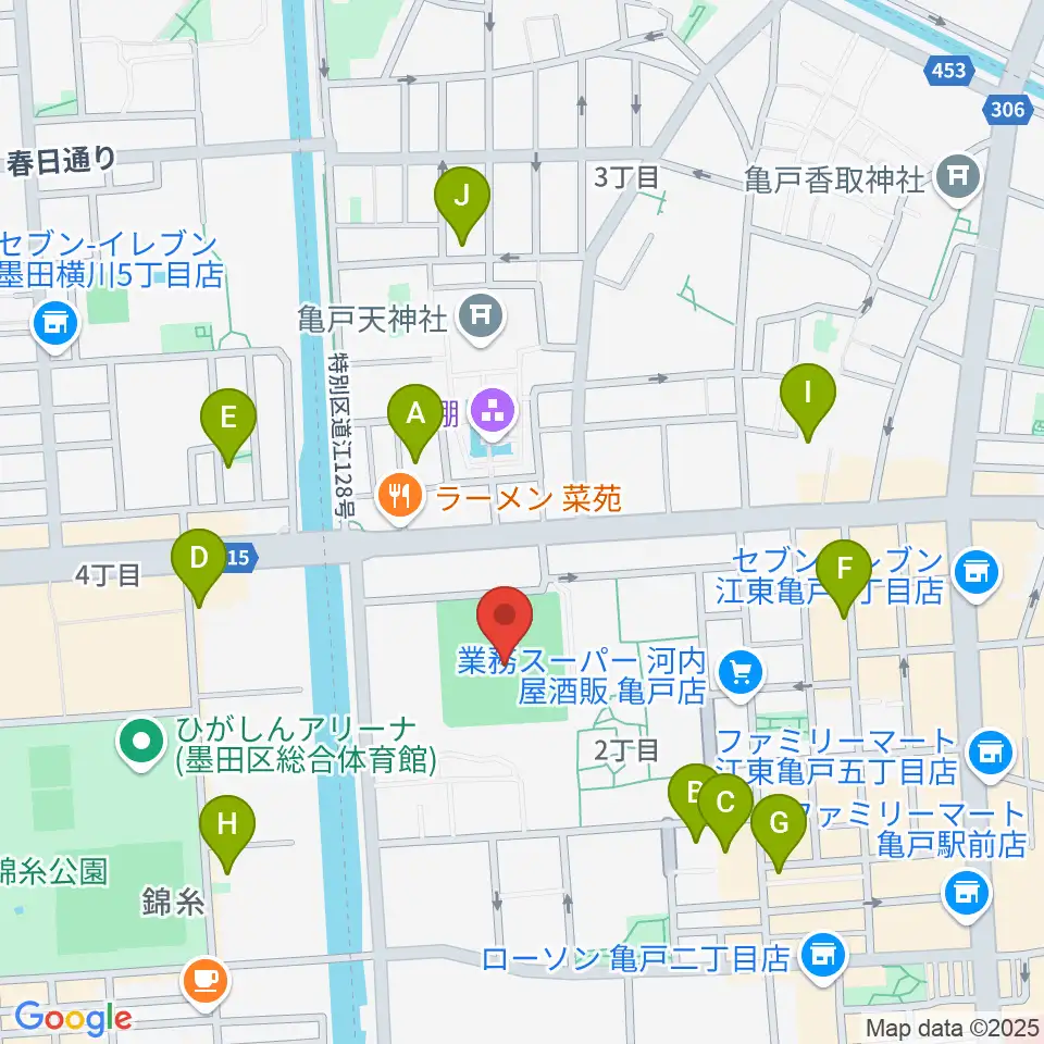 江東区営亀戸野球場周辺のホテル一覧地図