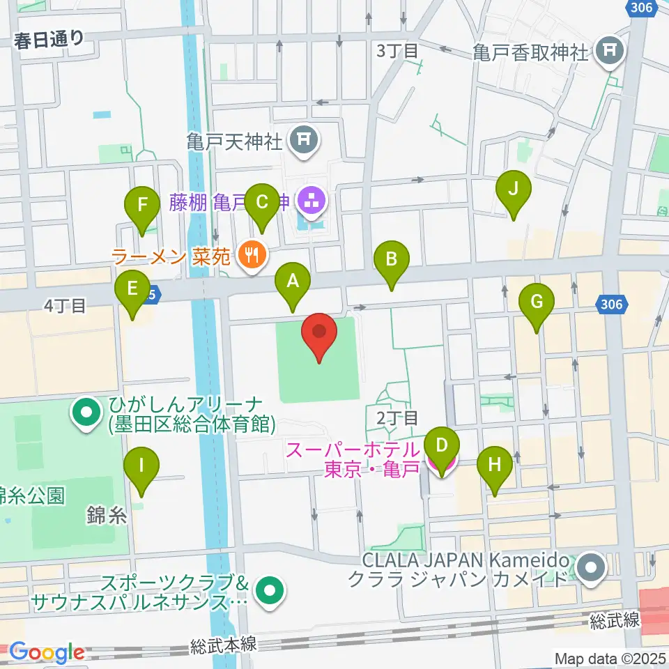 江東区営亀戸野球場周辺のホテル一覧地図