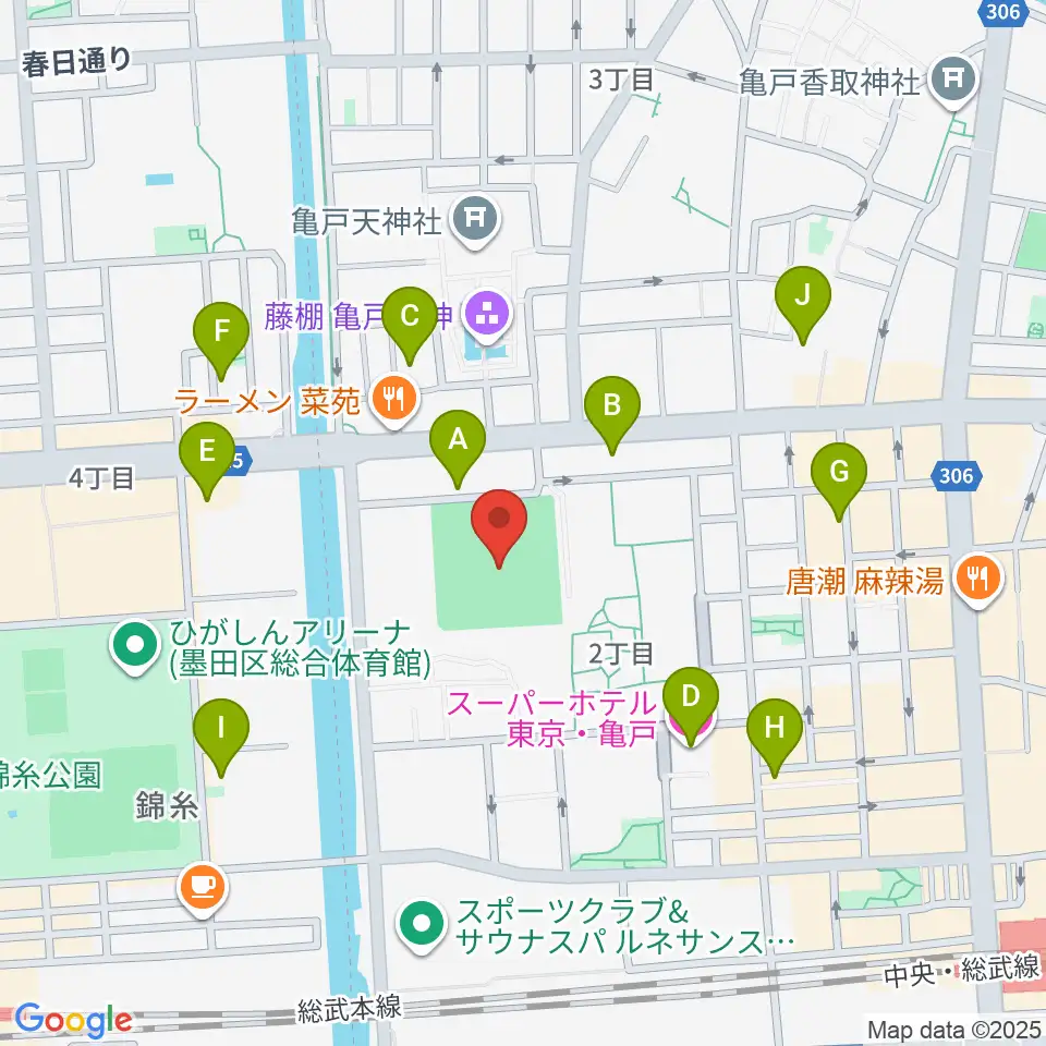 江東区営亀戸野球場周辺のホテル一覧地図